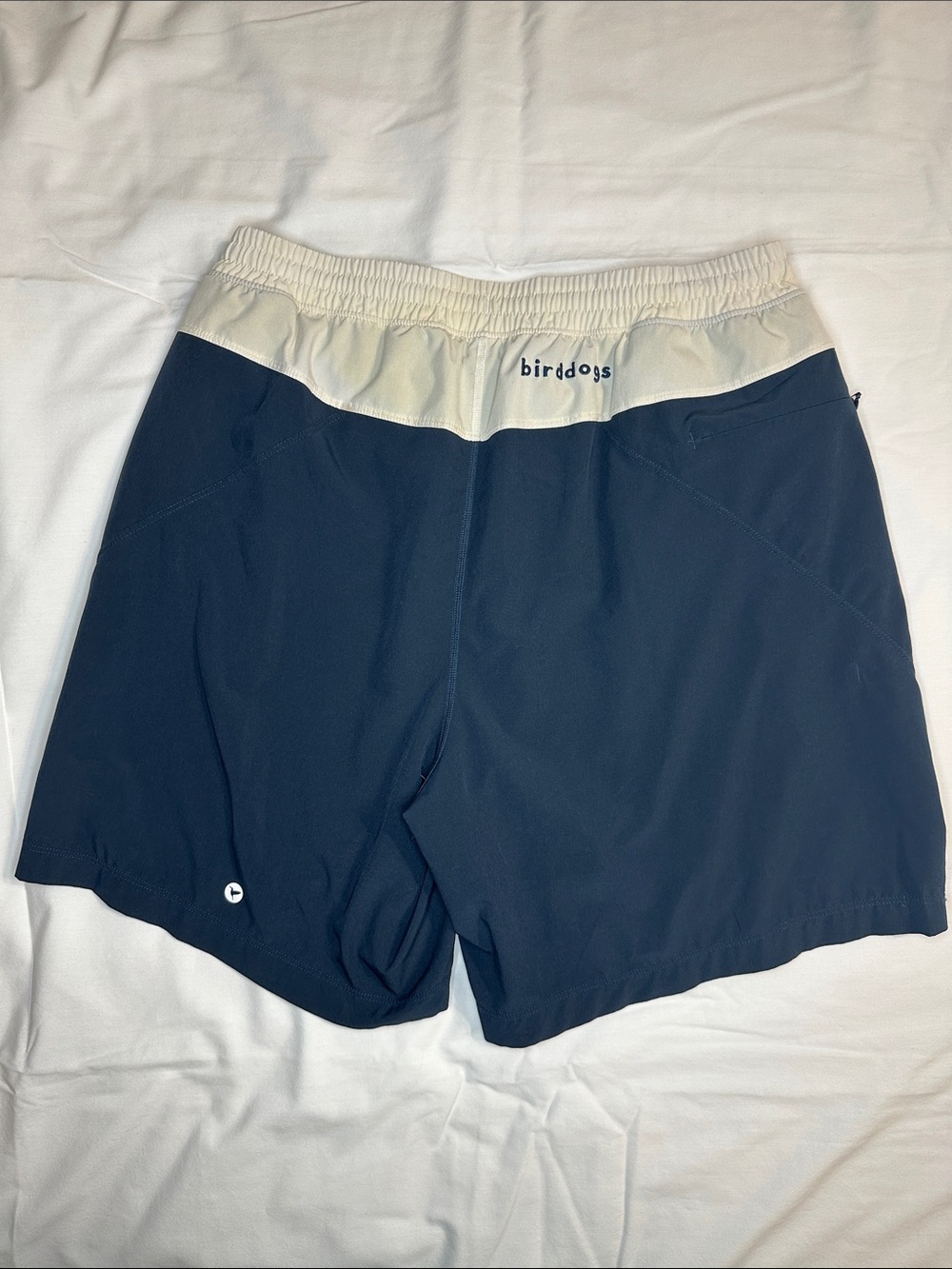 Birddogs Navy with Cream Waistband Athletic Shorts - L